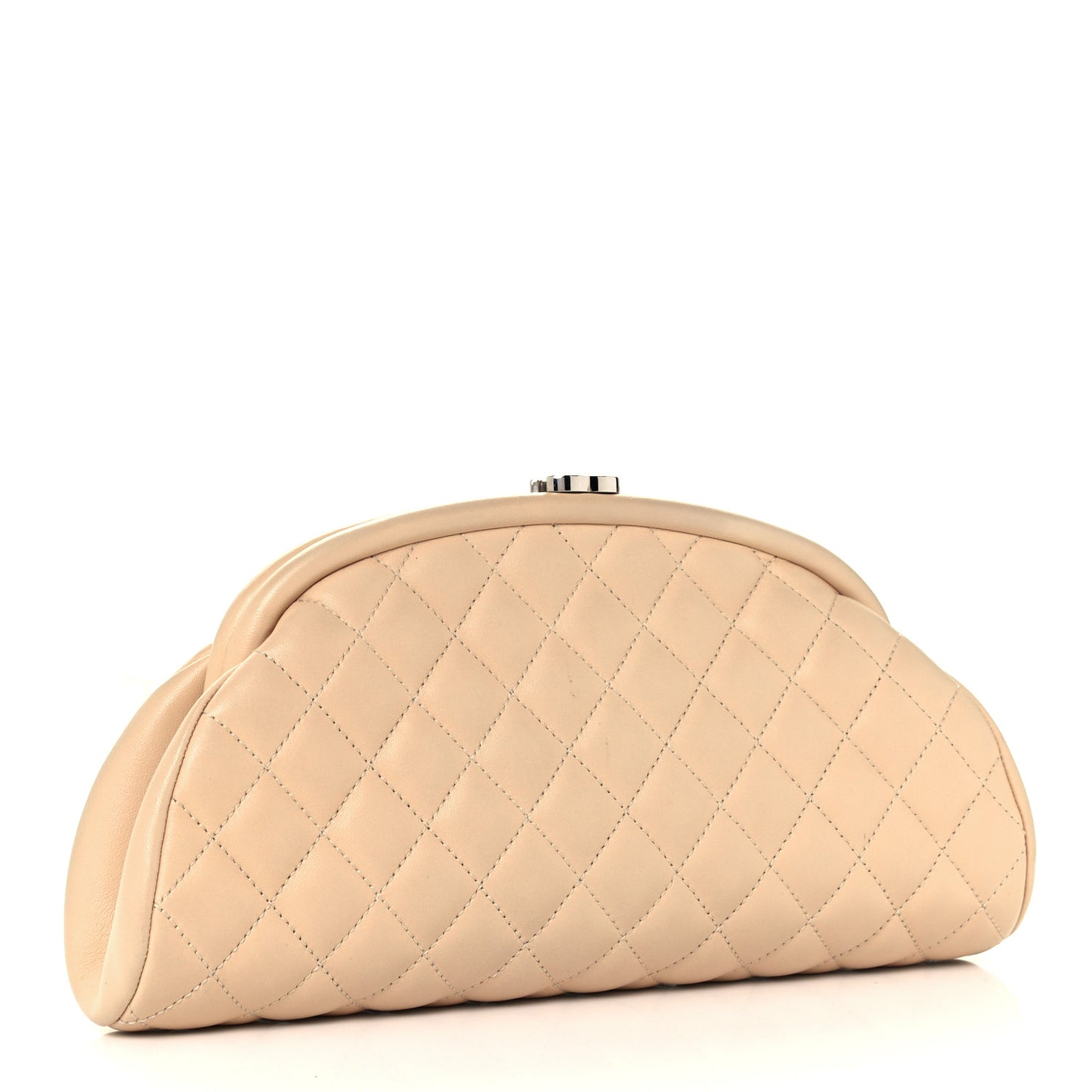Lambskin Quilted Timeless Clutch Beige Clair
