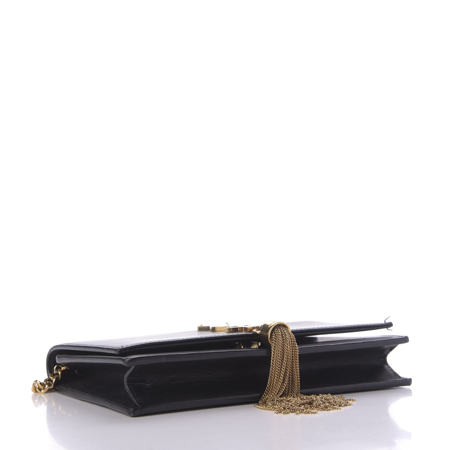 Saint Laurent Smooth Calfskin Classic Monogram Kate Tassel Chain Wallet Black 4 of 8