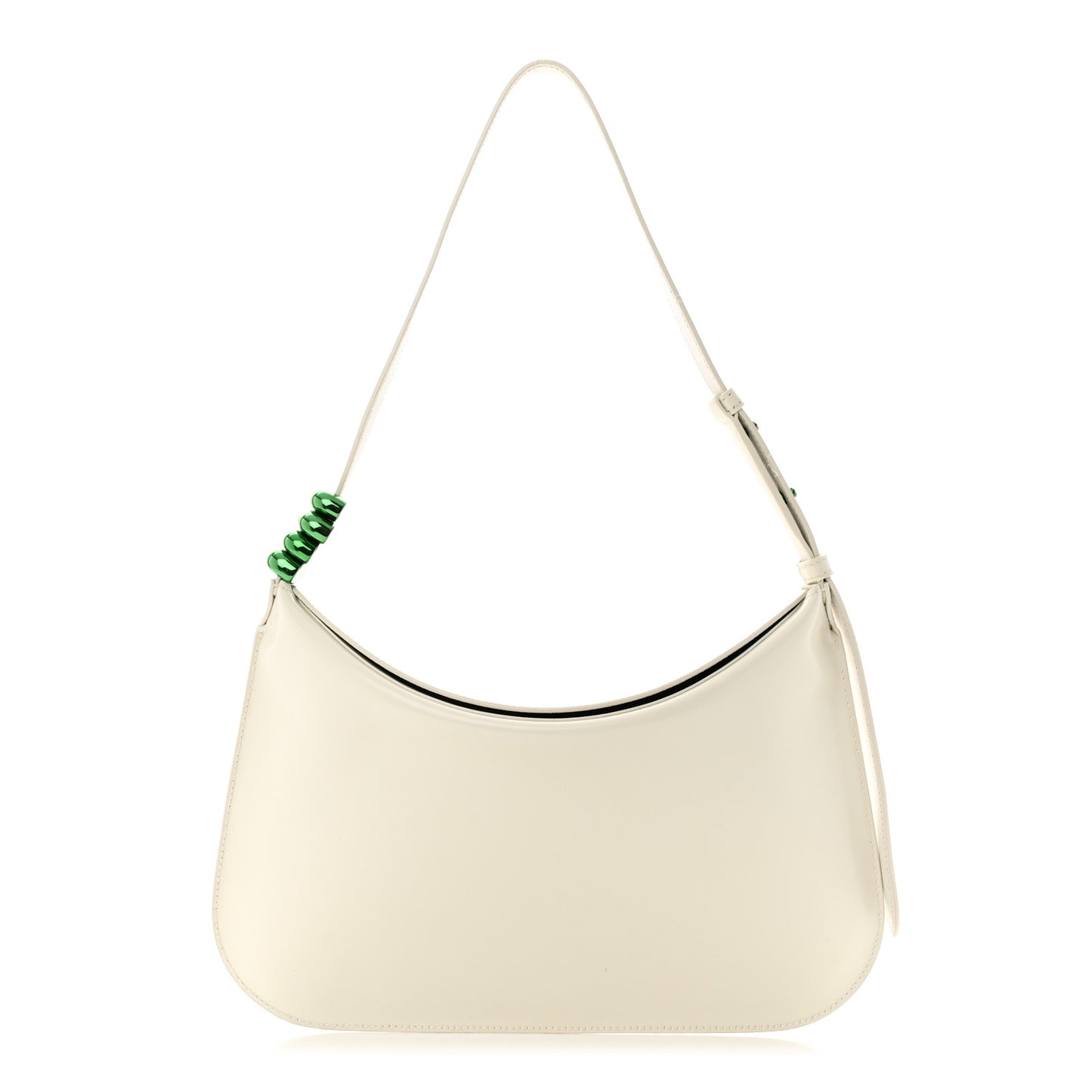Brushed Calfskin Cradle Fold Over Shoulder Bag White Parakeet