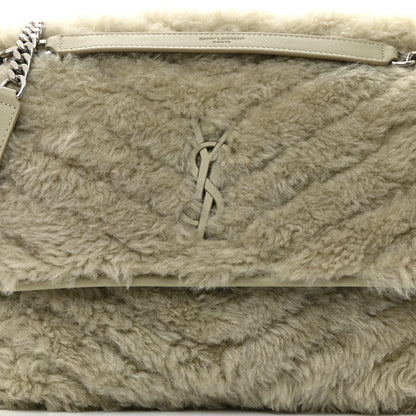 Saint Laurent Calfskin Shearling Monogram Medium Niki Chain Satchel Grey 8 of 12