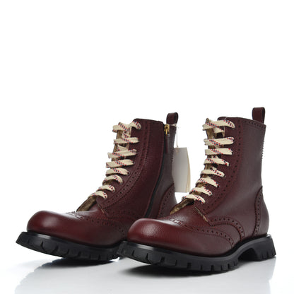 Gucci Grained Calfskin Mens Arley Boots 10 Burgundy 3 of 9