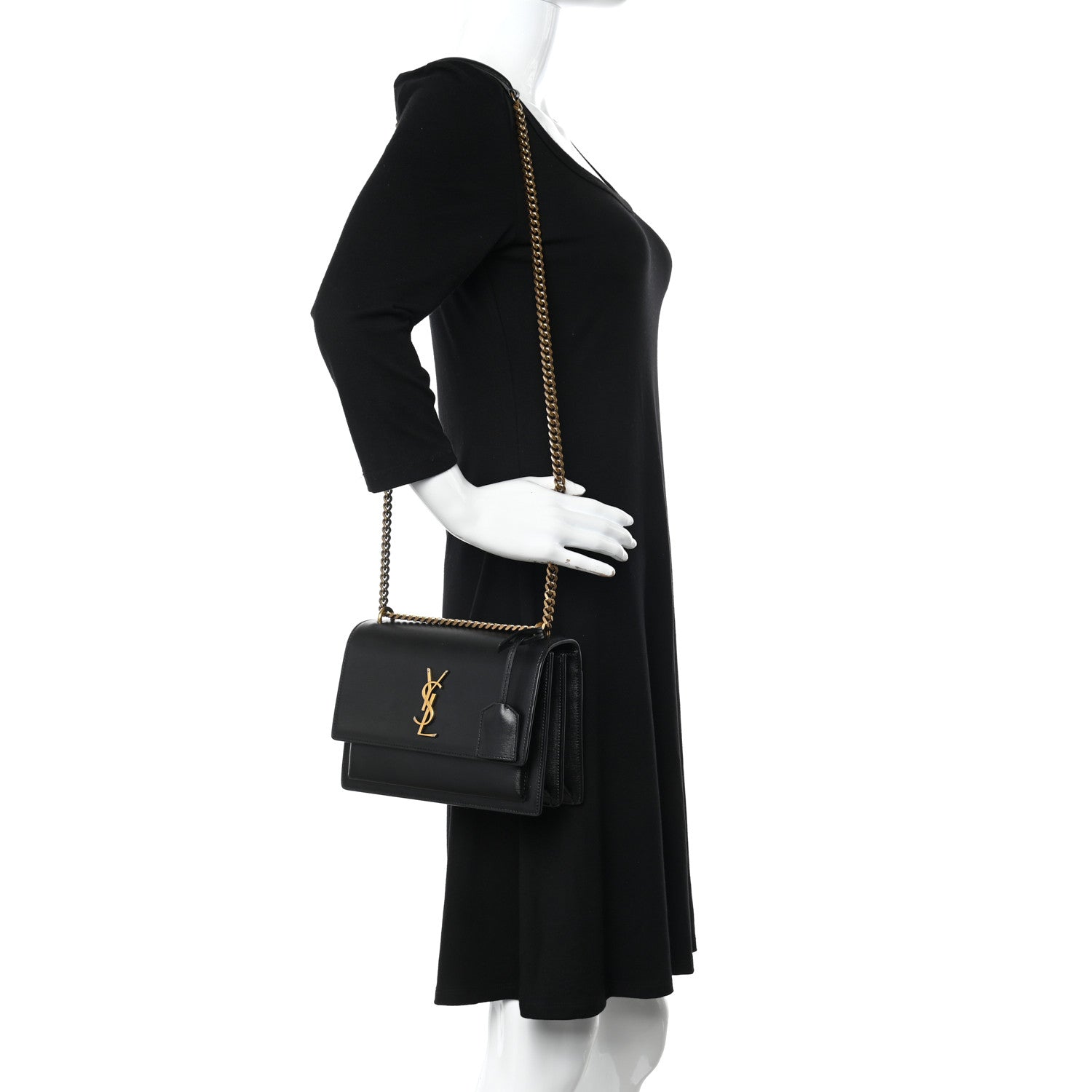 Saint Laurent Calfskin Medium Monogram Sunset Black 2 of 9