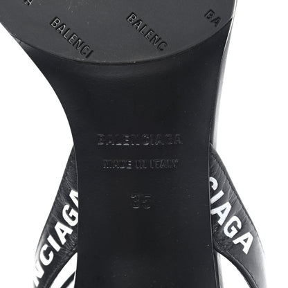 Balenciaga Smooth Calfskin Allover Logo Ankle Strap Round 40mm Sandals 35 Black White 6 of 8