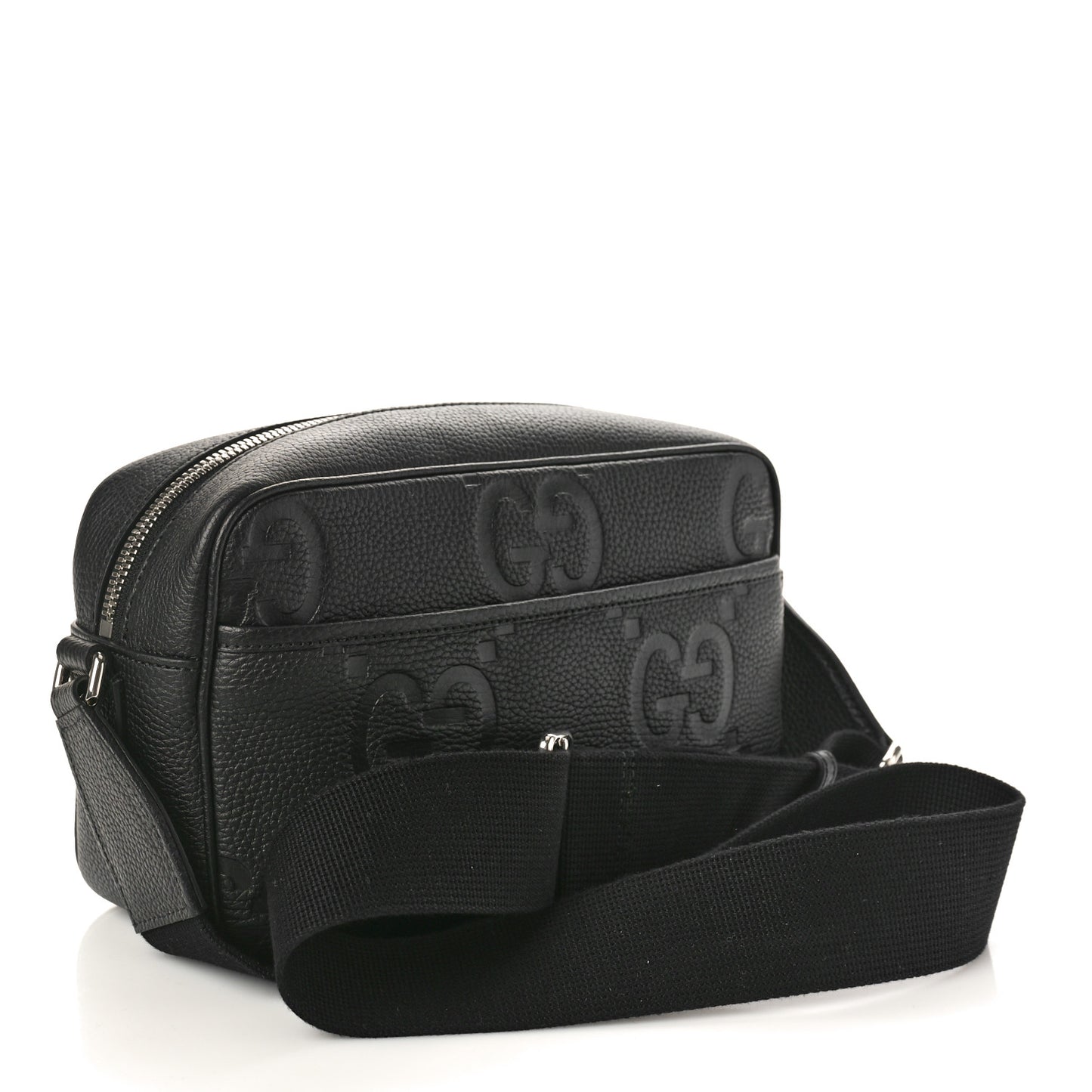 Piuma Calfskin Jumbo GG Embossed Medium Messenger Bag Black