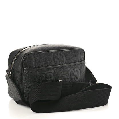 Gucci Piuma Calfskin Jumbo GG Embossed Medium Messenger Bag Black 3 of 10
