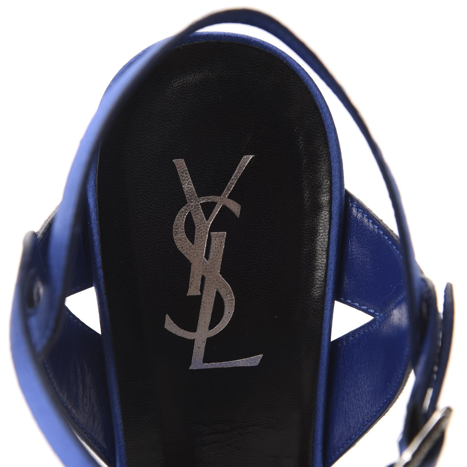 Saint Laurent Satin Tribute 105 Platform Sandals 39 Blue 6 of 10
