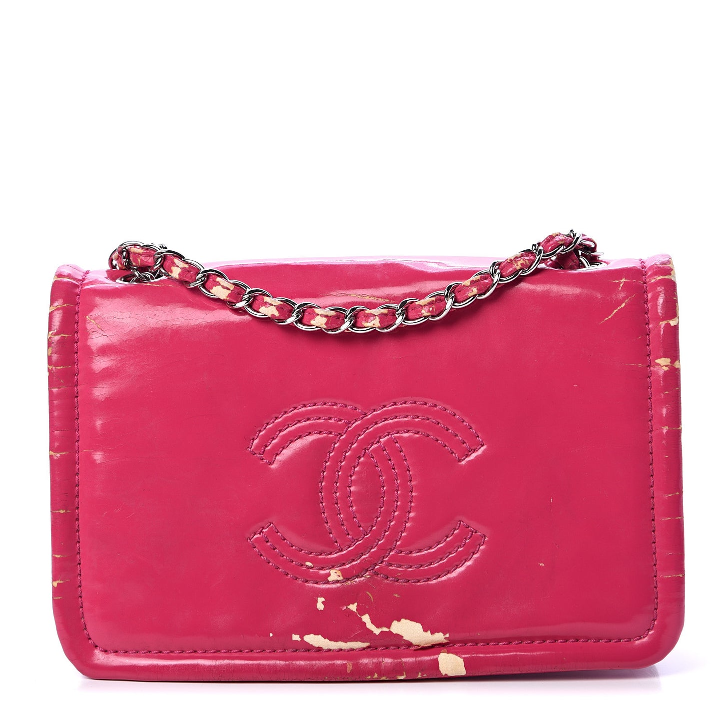 Glazed Calfskin Small Lipstick Flap Bag Fuchsia