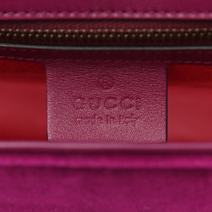 Gucci Velvet Matelasse Embroidered Small GG Marmont Shoulder Bag Fuchsia Violet Cyclamen 6 of 12