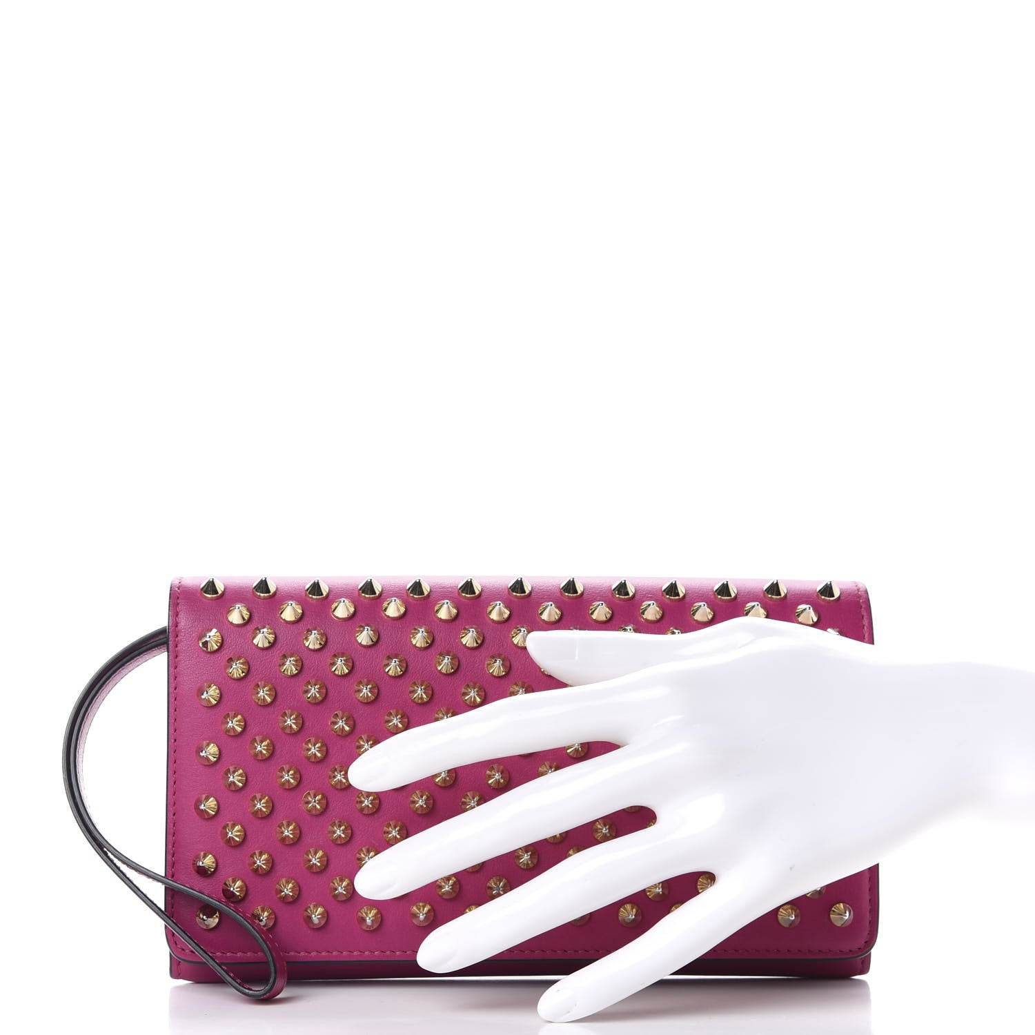 Christian Louboutin Calfskin Spikes Boudoir Wristlet Orthodoxe Gold 2 of 10