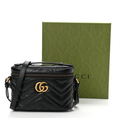 Gucci Calfskin Matelasse Mini GG Marmont Round Backpack Black 11 of 11