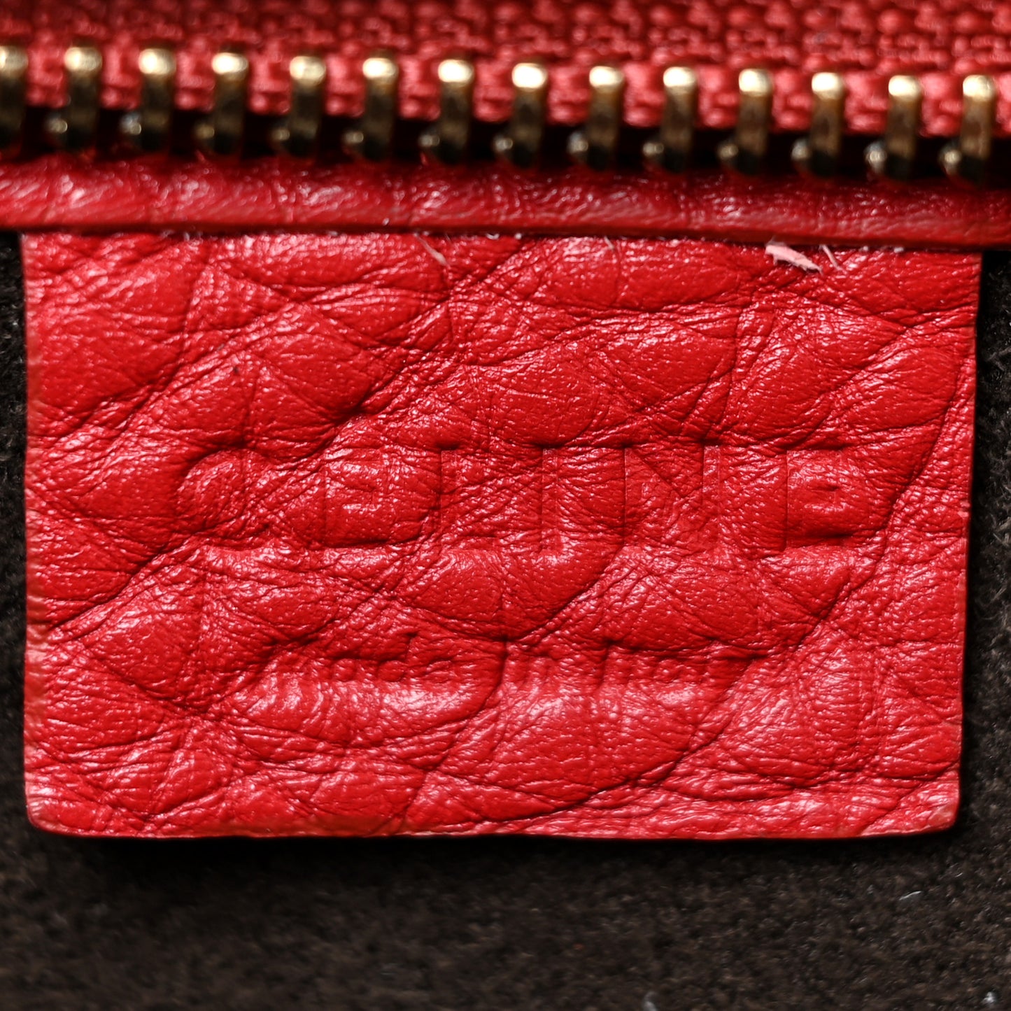 Drummed Calfskin Nano Luggage Red