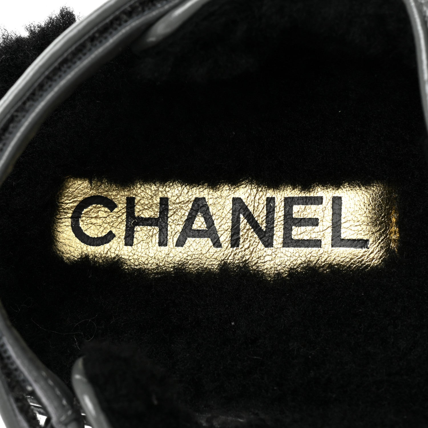 Chanel Laminated Lambskin Shearling Crystal CC Velcro Dad Platform Sandals 37 Dark Grey Black 7 of 8