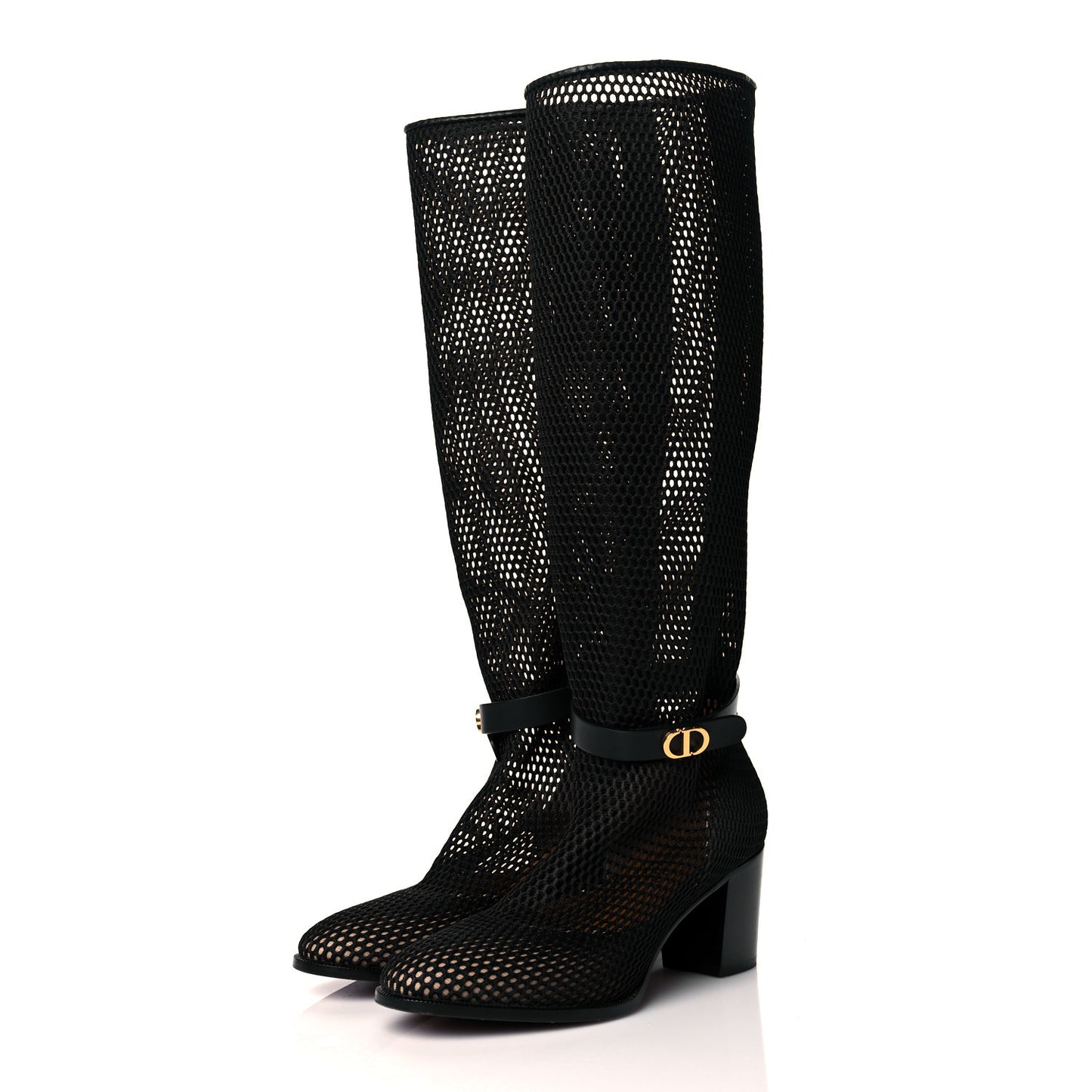 Calfskin Resille Empreinte High Boots 36 Black