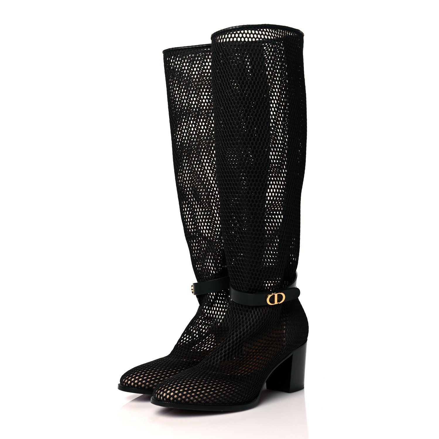 Christian Dior Calfskin Resille Empreinte High Boots 36 Black 3 of 10