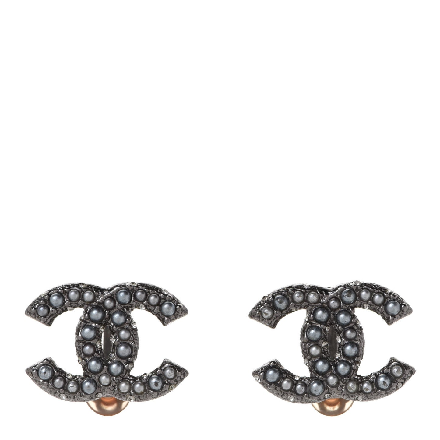 Ruthenium Pearl CC Clip On Earrings Grey