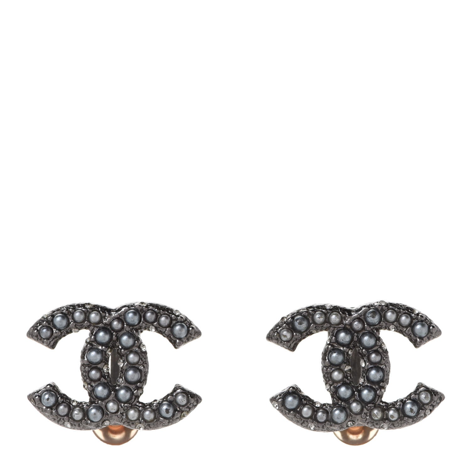 Chanel Ruthenium Pearl CC Clip On Earrings Grey 1 of 4