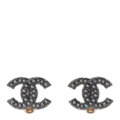 Chanel Ruthenium Pearl CC Clip On Earrings Grey 1 of 4
