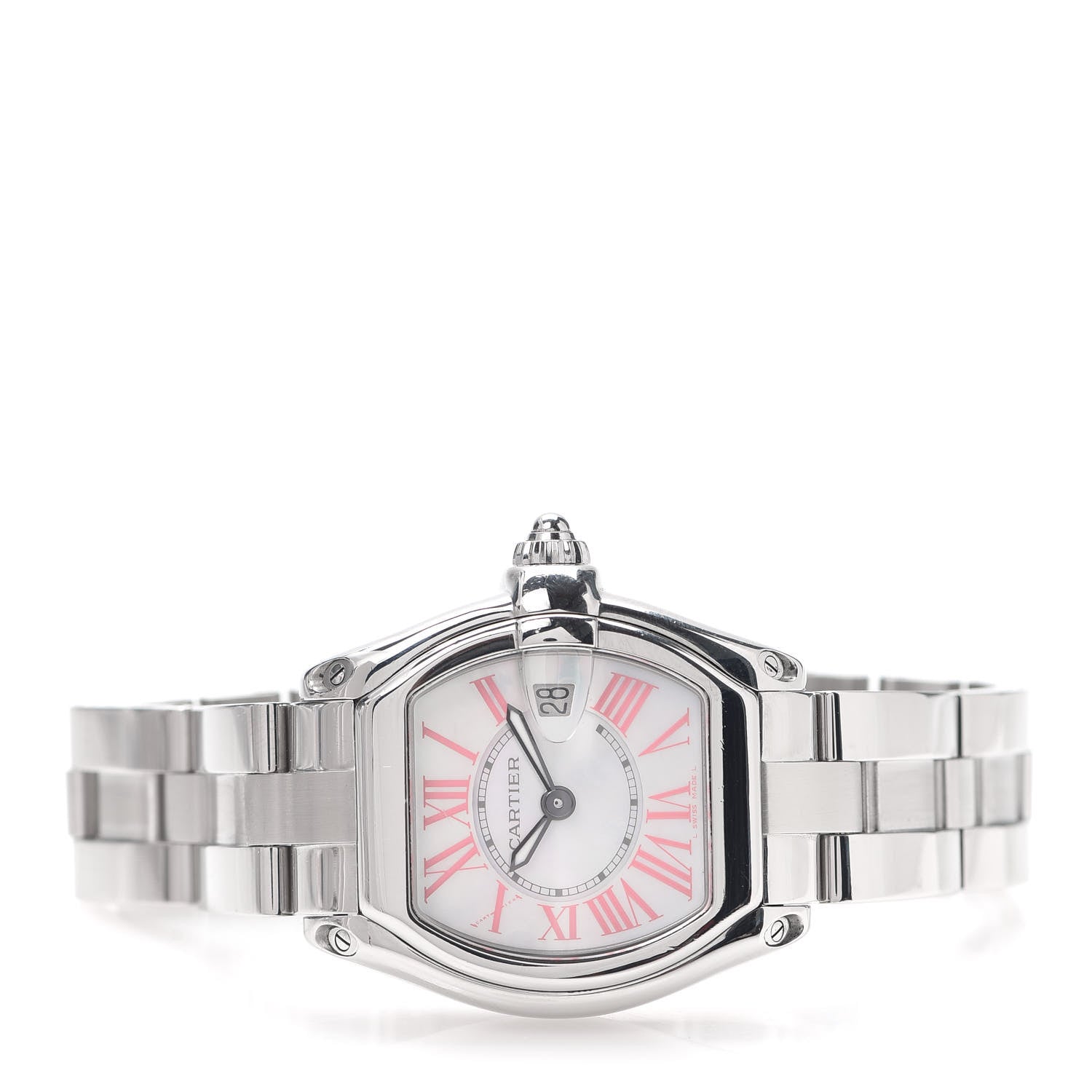 Cartier Stainless Steel Mother of Pearl 31mm Roadster Quartz Watch Pink 2 of 7