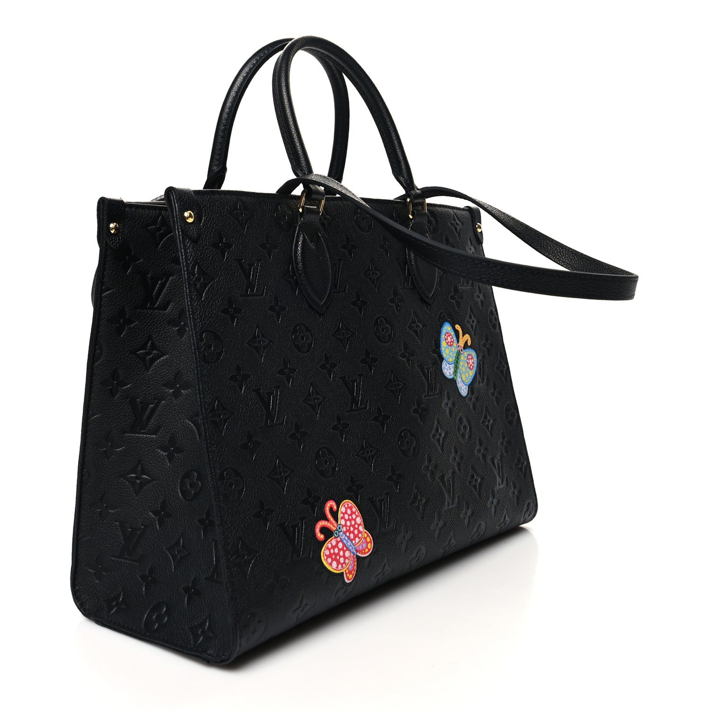 LV X YK Empreinte Inlaid Kusama Flowers Onthego MM Black