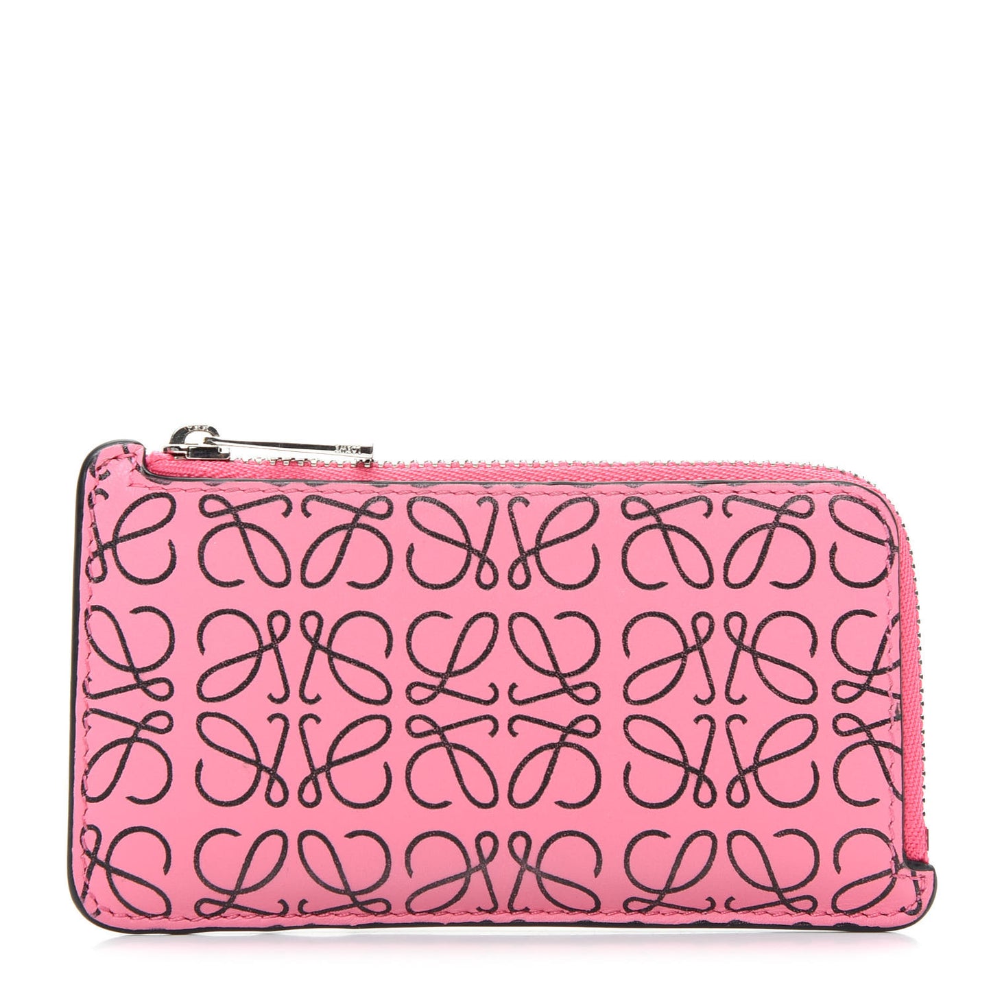 Engraved Calfskin Anagram Coin Card Holder Wild Rose