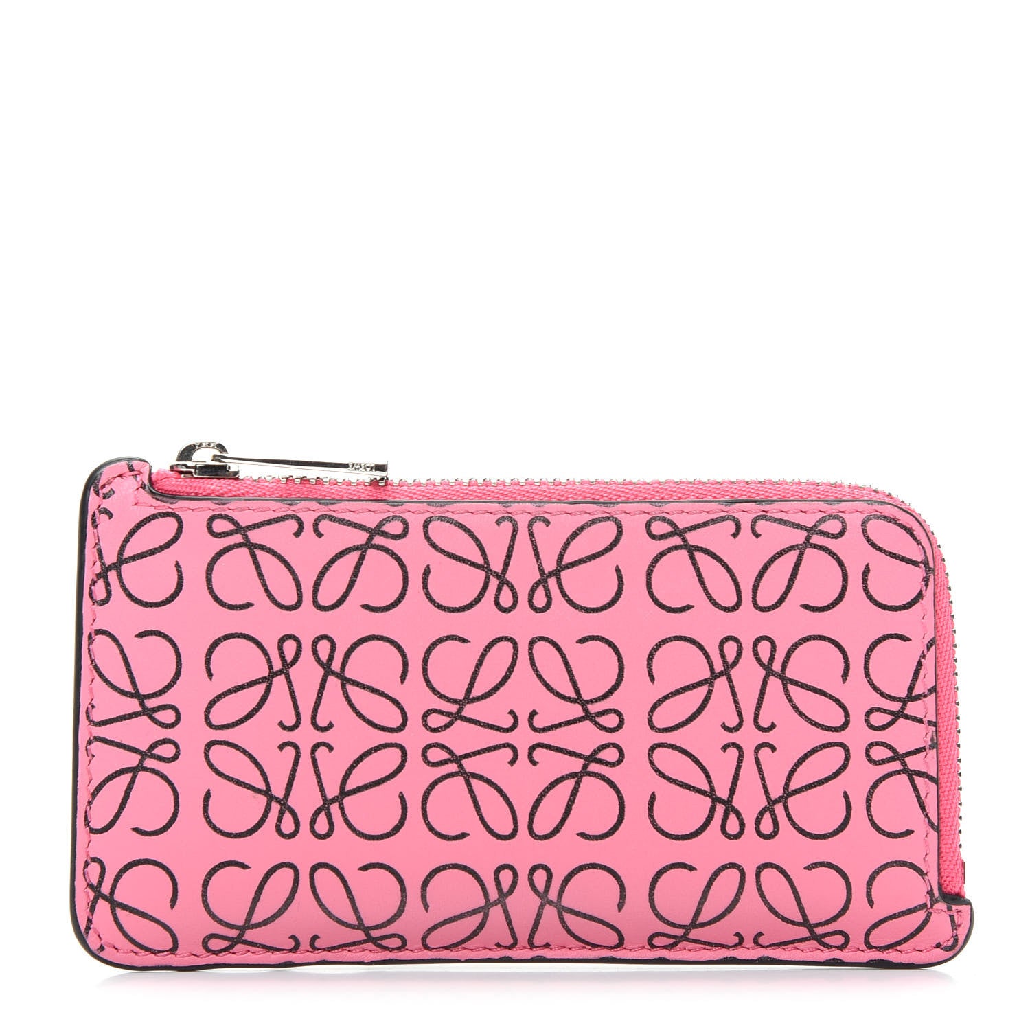 Loewe Engraved Calfskin Anagram Coin Card Holder Wild Rose 1 of 8