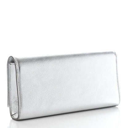Saint Laurent Textured Metallic Calfskin Classic Monogram Cassandre Clutch Silver 2 of 11