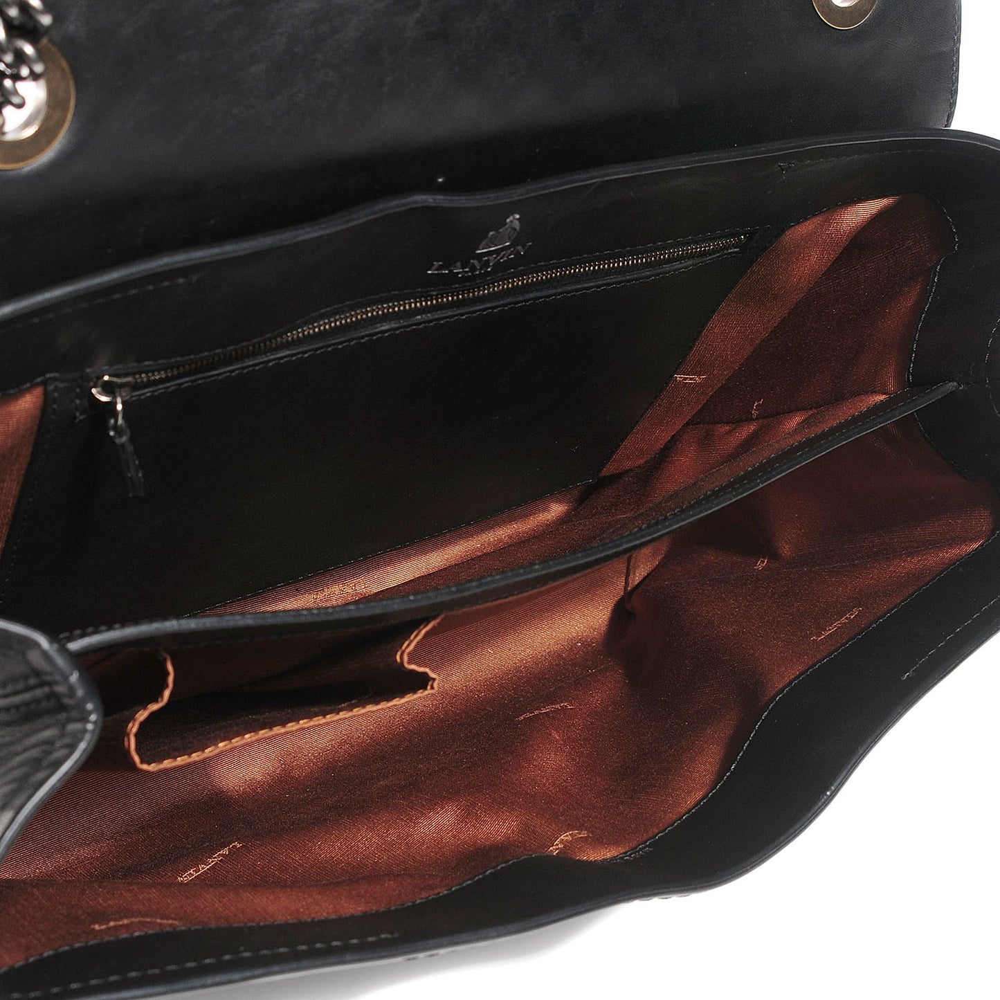 Hammered Calfskin Large Happy Edgy Shoulder Bag Black
