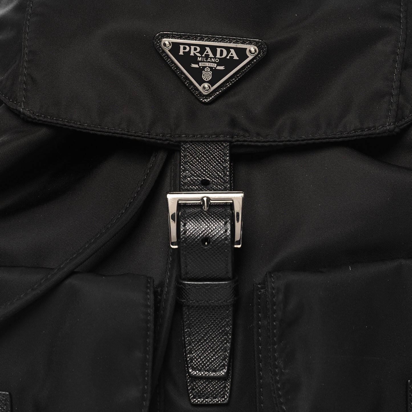 Tessuto Nylon Saffiano Medium Backpack Black