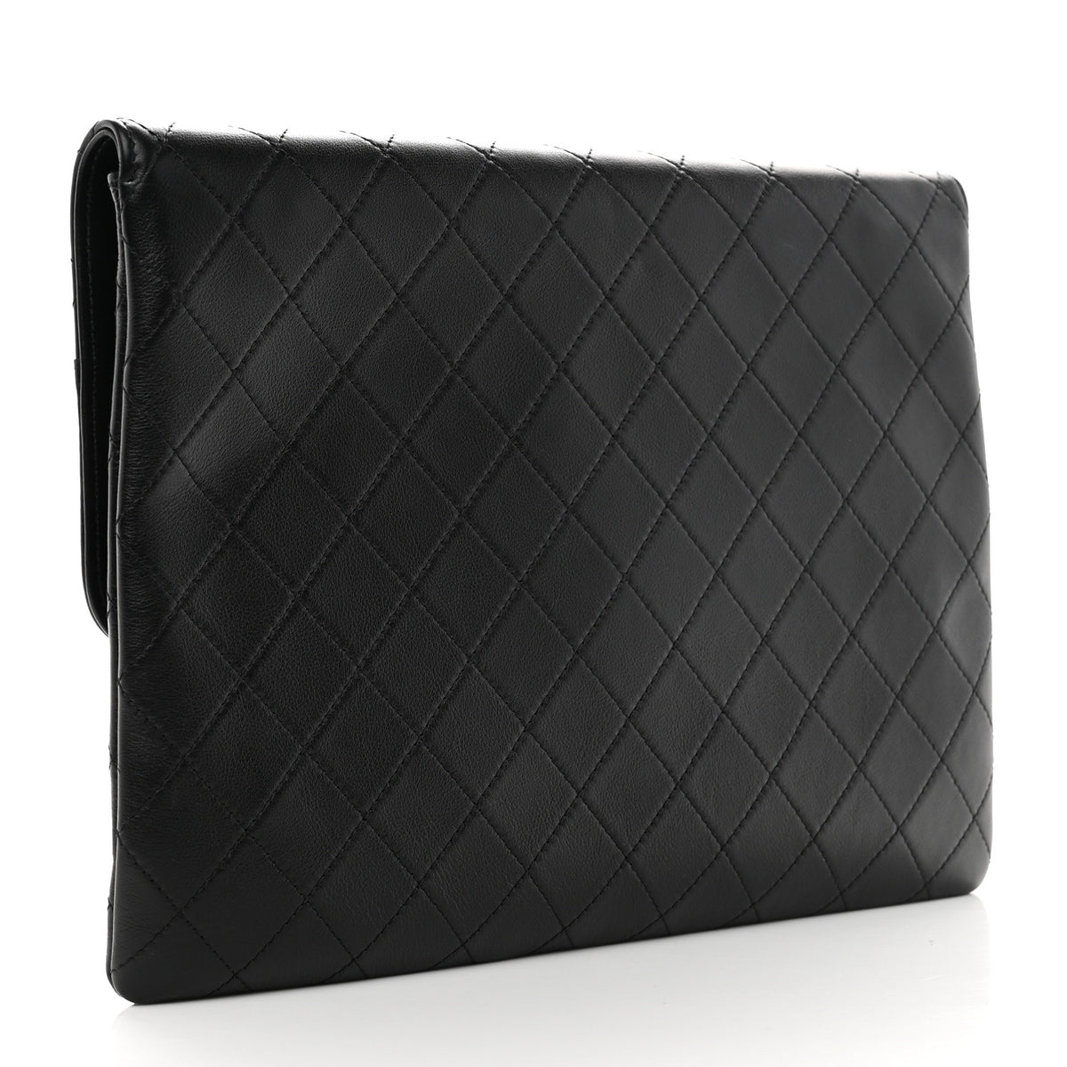 Chanel Lambskin Quilted Sleek And Chic Clutch Black Black 3 of 8