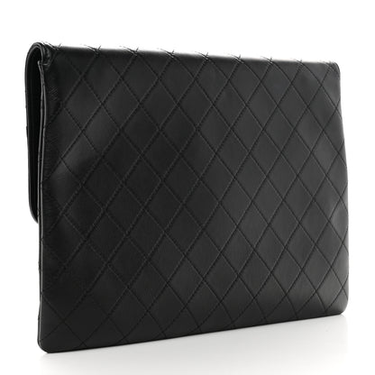 Chanel Lambskin Quilted Sleek And Chic Clutch Black Black 3 of 8