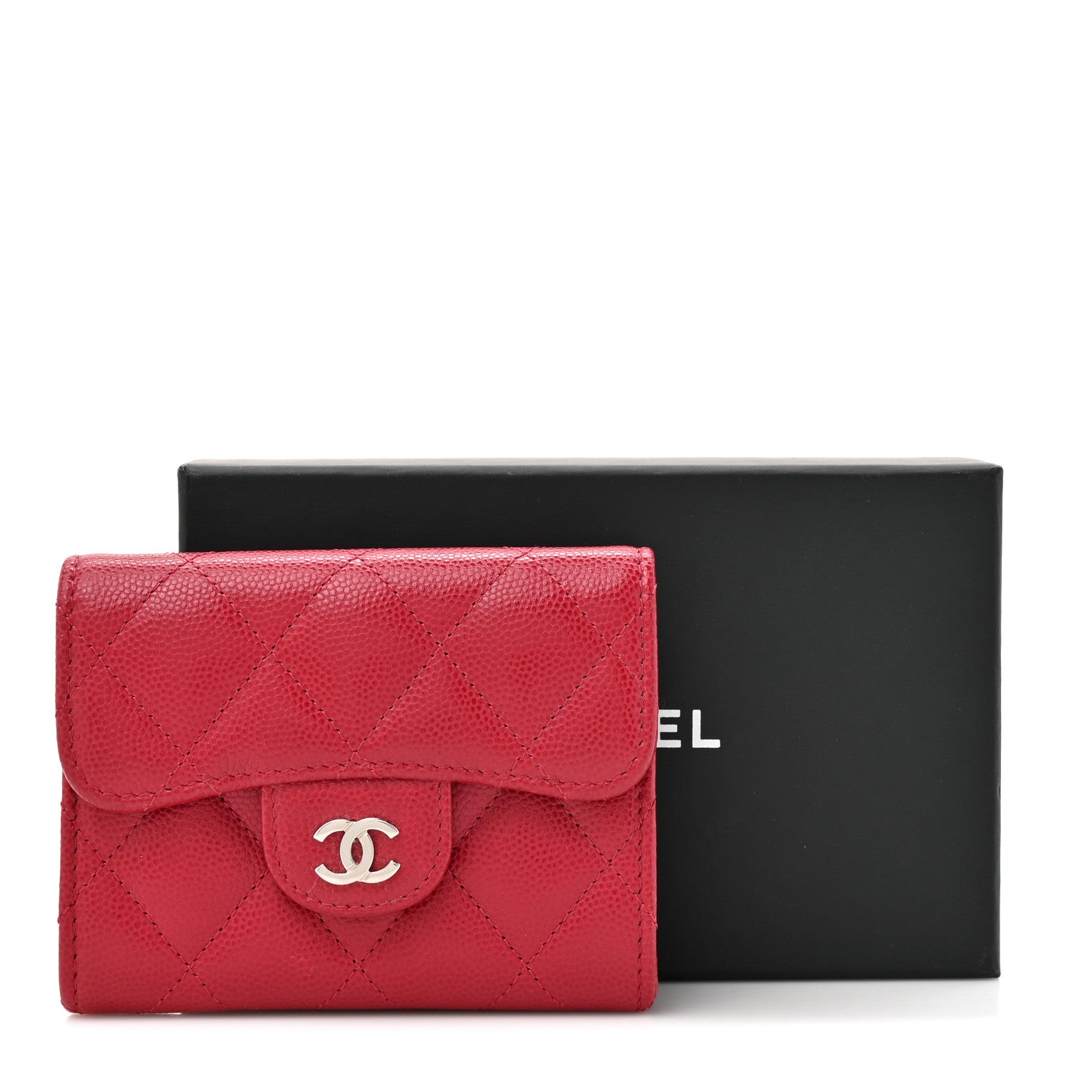 CHANEL レッドカードケース 5037177 Chanel Caviar Quilted Flap Card Holder Wallet Red 1821065