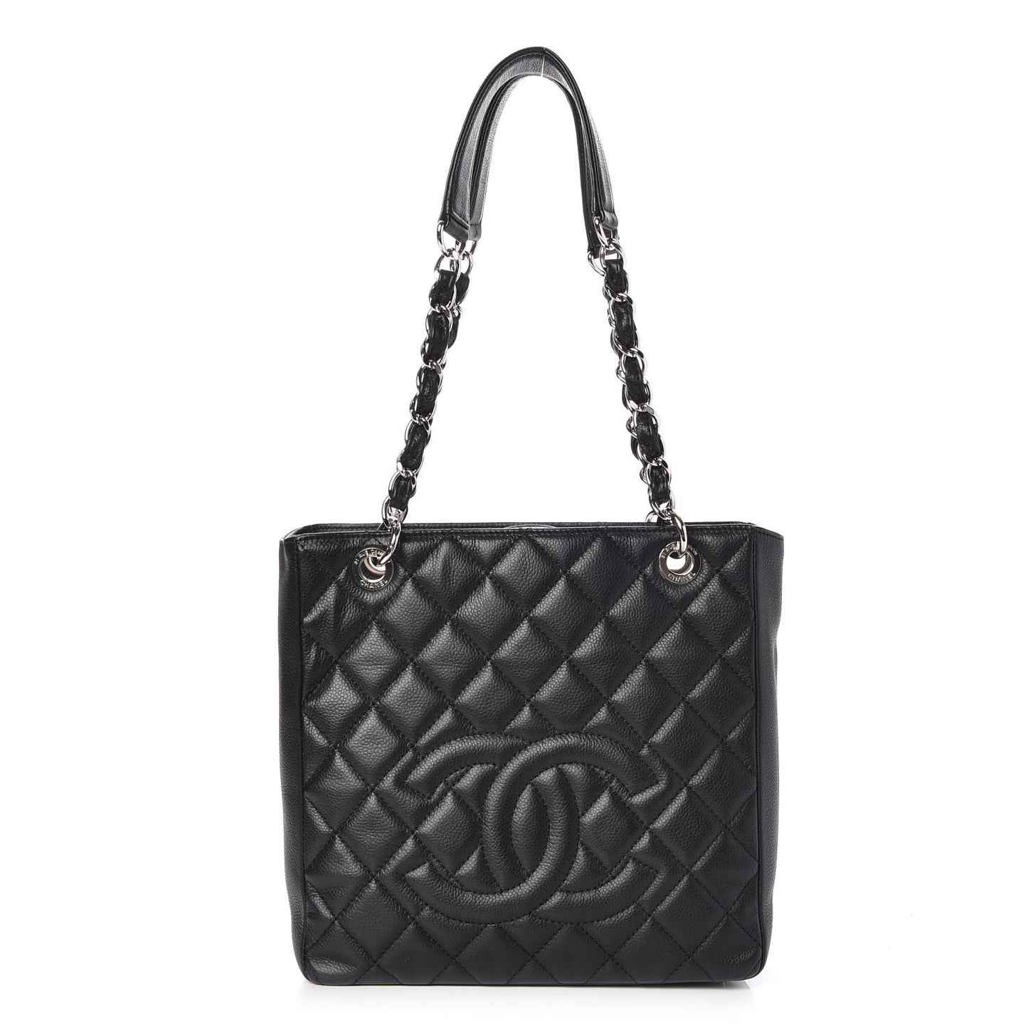 Caviar Quilted Petit Shopping Tote PST Black