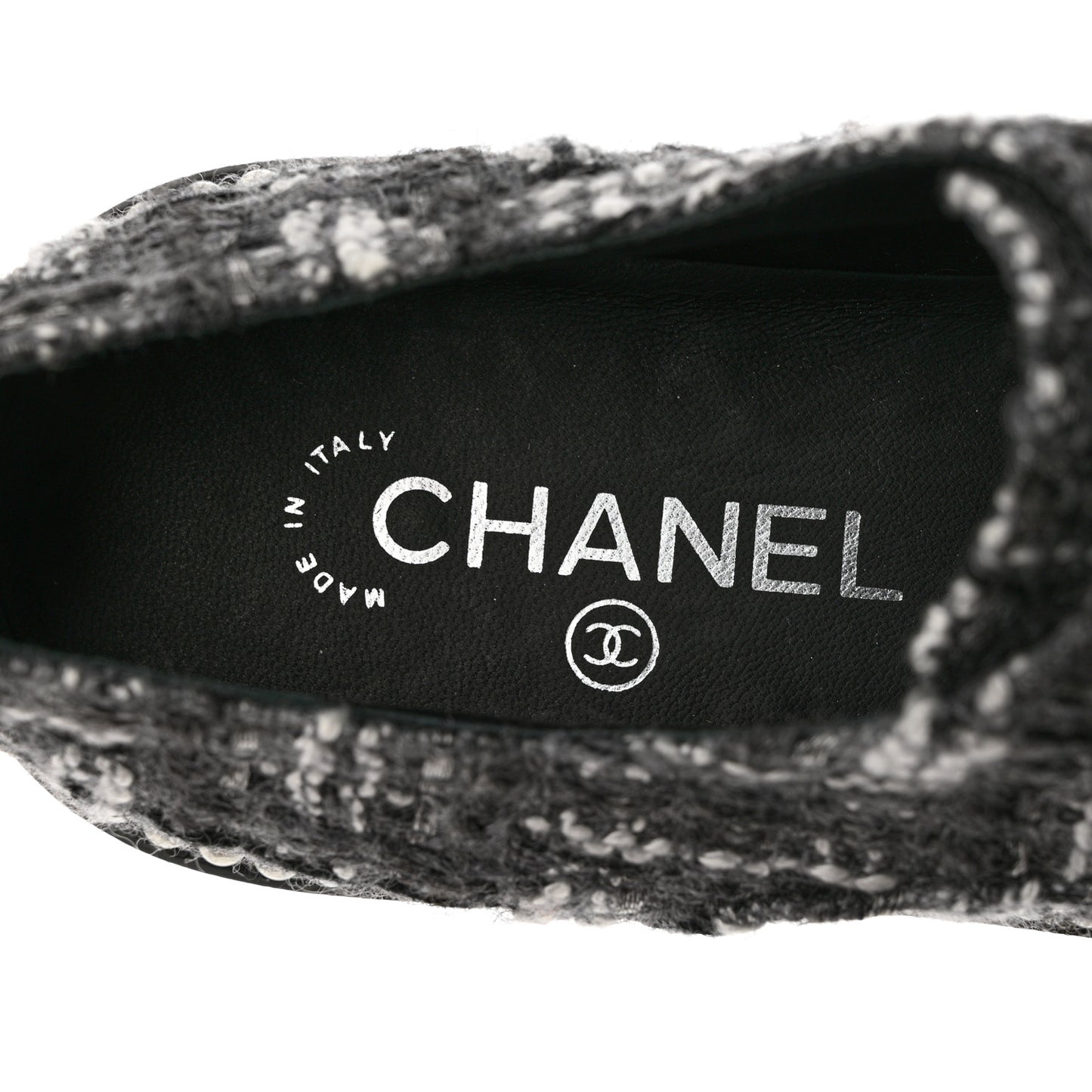 Tweed Grosgrain Pearl Lace Up Sneakers 39.5 Black