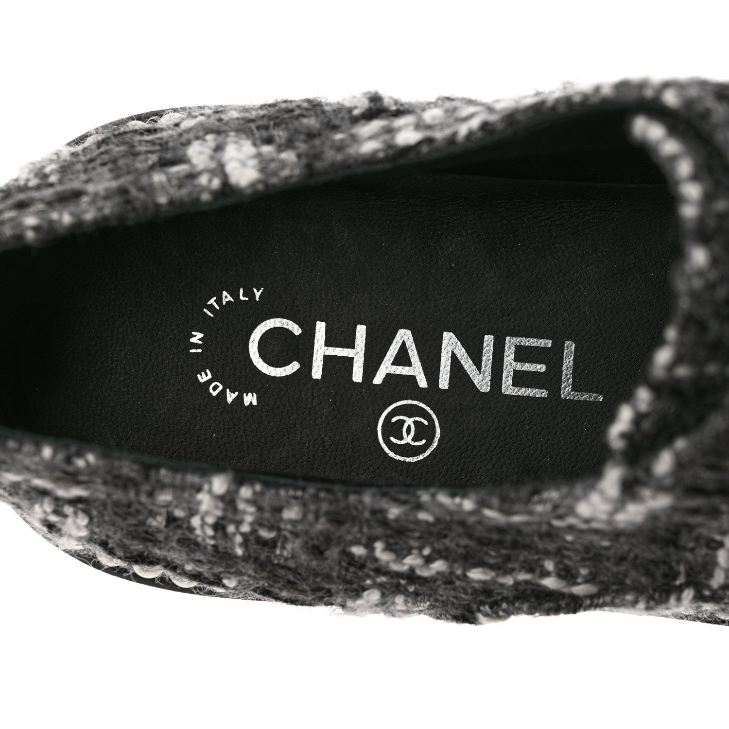 Chanel Tweed Grosgrain Pearl Lace Up Sneakers 39.5 Black 7 of 8