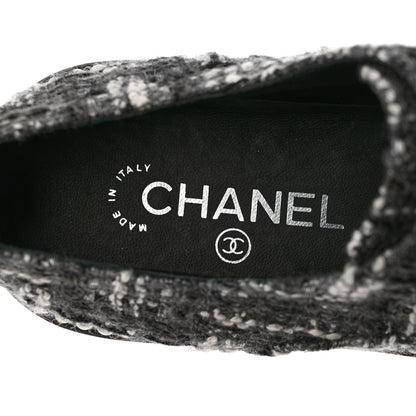 Chanel Tweed Grosgrain Pearl Lace Up Sneakers 39.5 Black 7 of 8