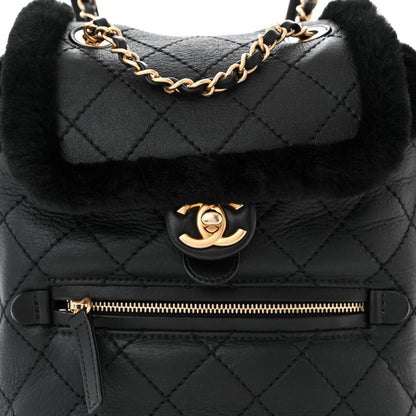 Chanel Lambskin Shearling Quilted CC Backpack Black 8 of 10
