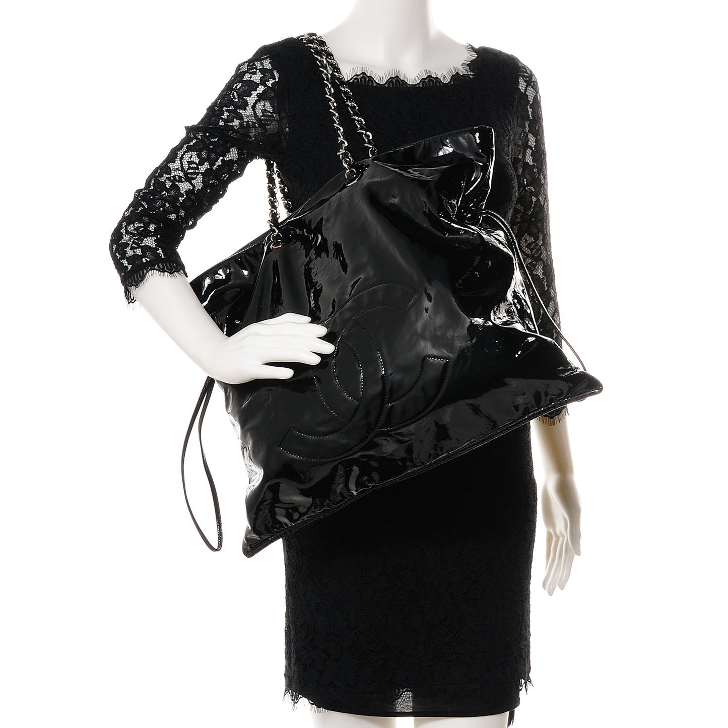 Patent Bonbons Shopper Tote Black