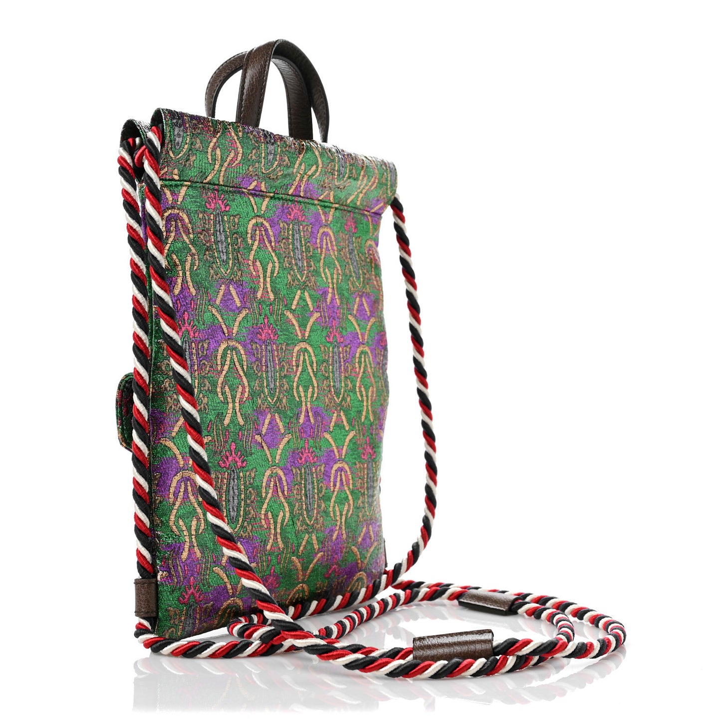 Brocade Animalier Bow Drawstring Backpack Multicolor