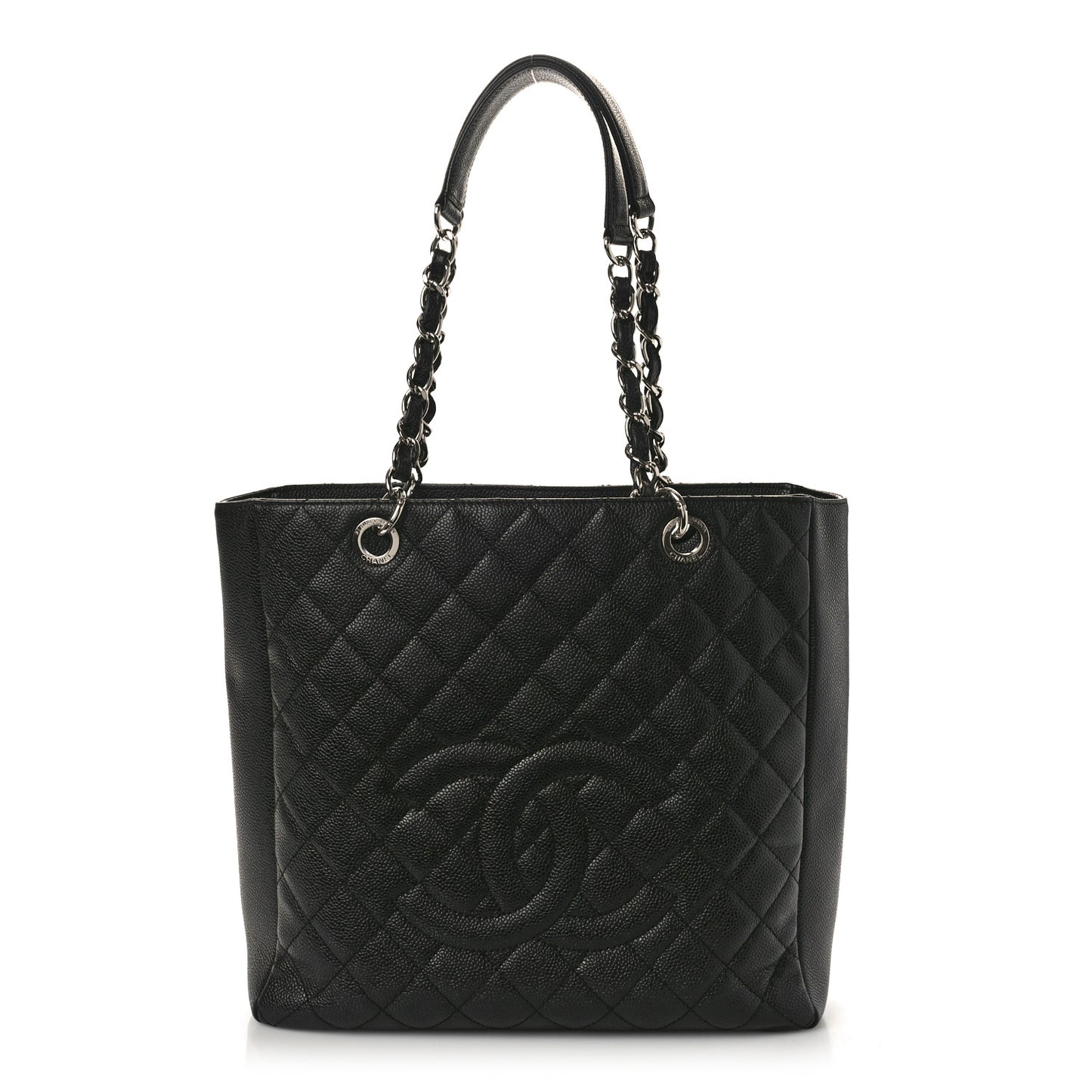 Caviar Quilted Petit Shopping Tote PST Black