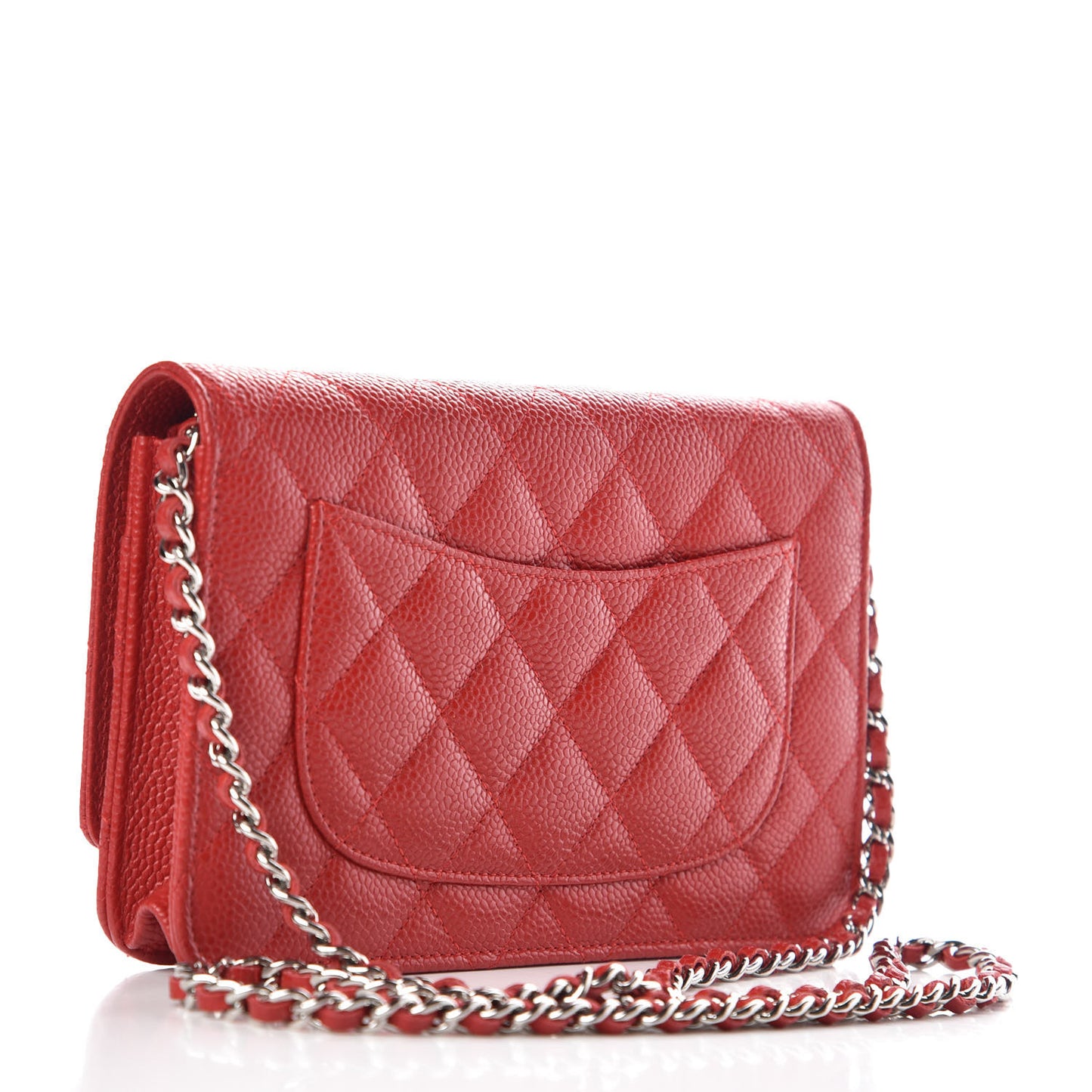 Caviar Quilted Wallet on Chain WOC Red