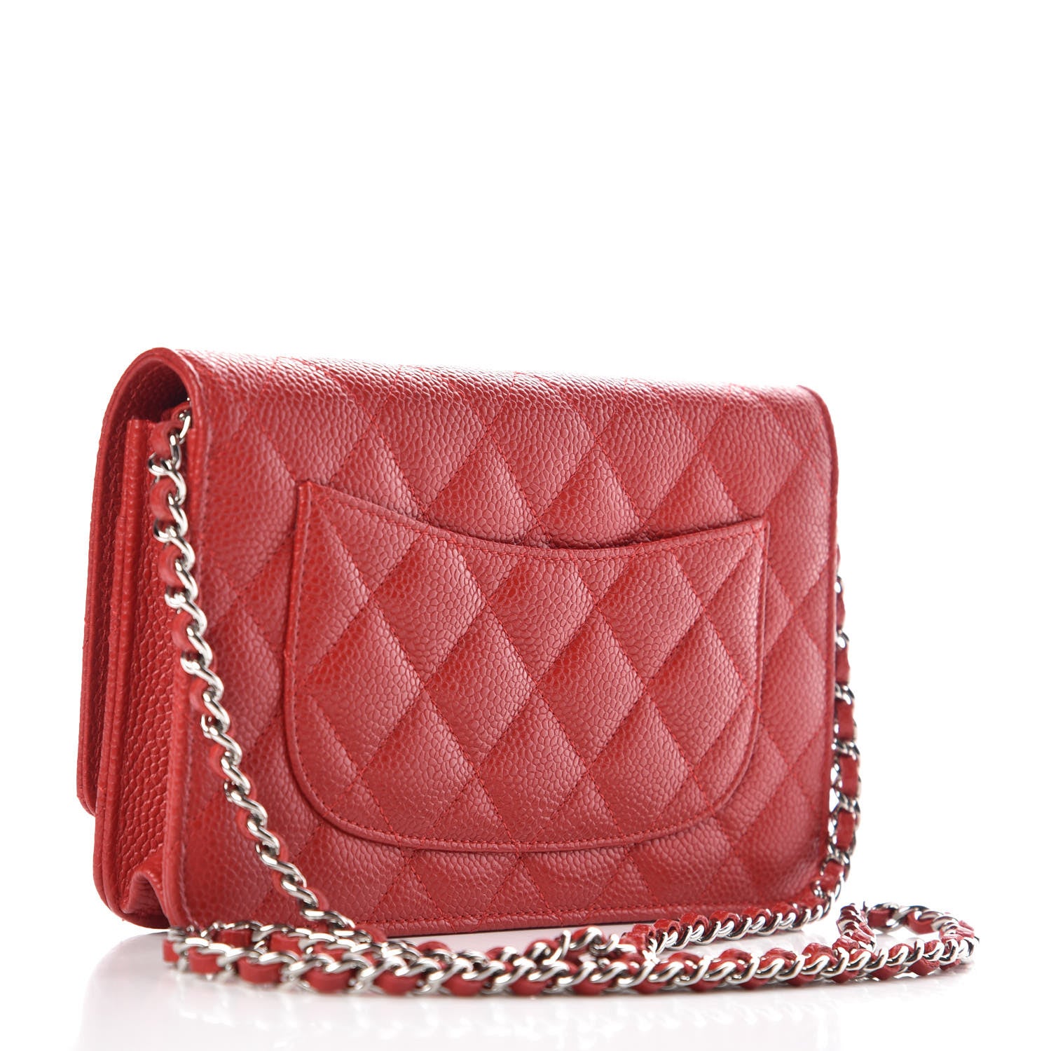 Chanel Caviar Quilted Wallet on Chain WOC Red 3 of 9
