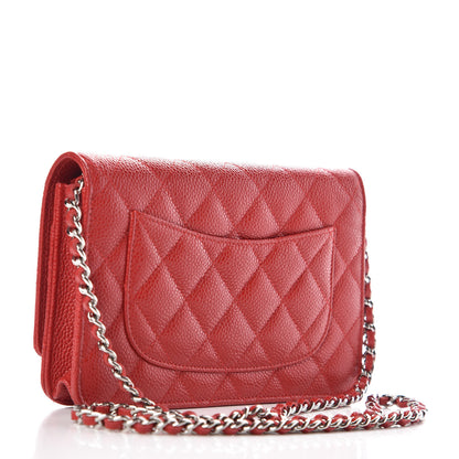 Chanel Caviar Quilted Wallet on Chain WOC Red 3 of 9