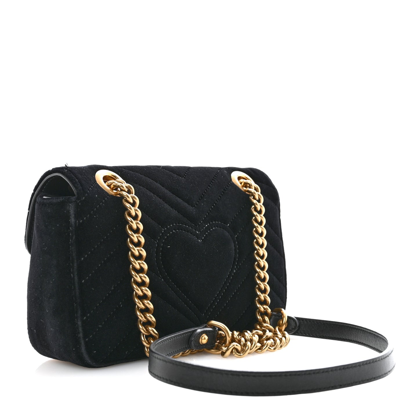 Velvet Matelasse Mini GG Marmont Shoulder Bag Black