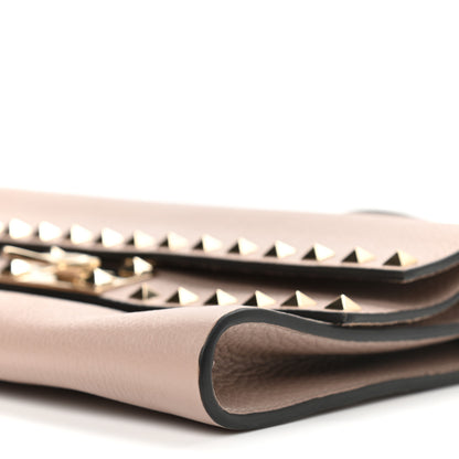 Valentino Garavani Grainy Calfskin Rockstud Double Flap Crossbody Bag Poudre 9 of 9