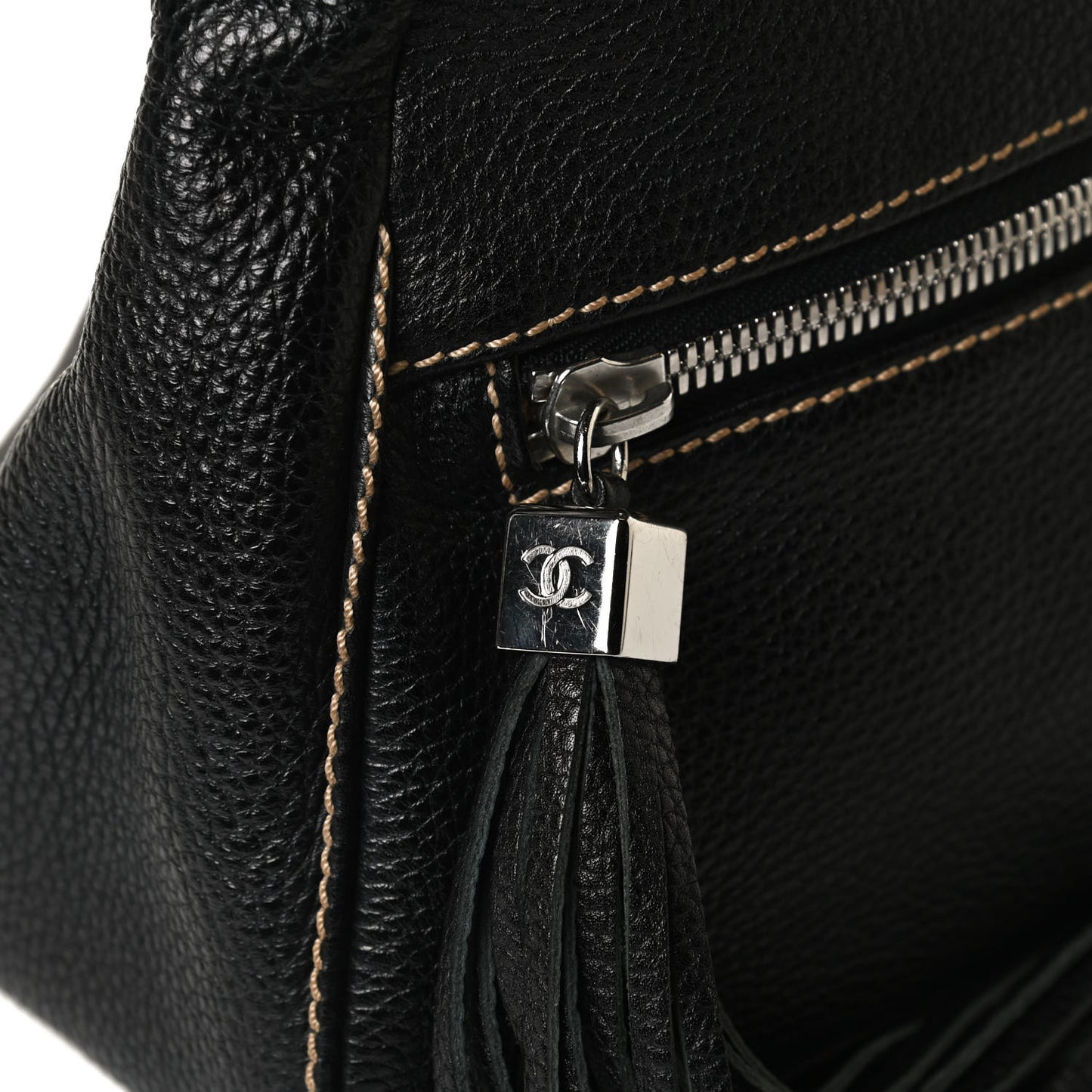 Calfskin Tassel Shoulder Bag Black