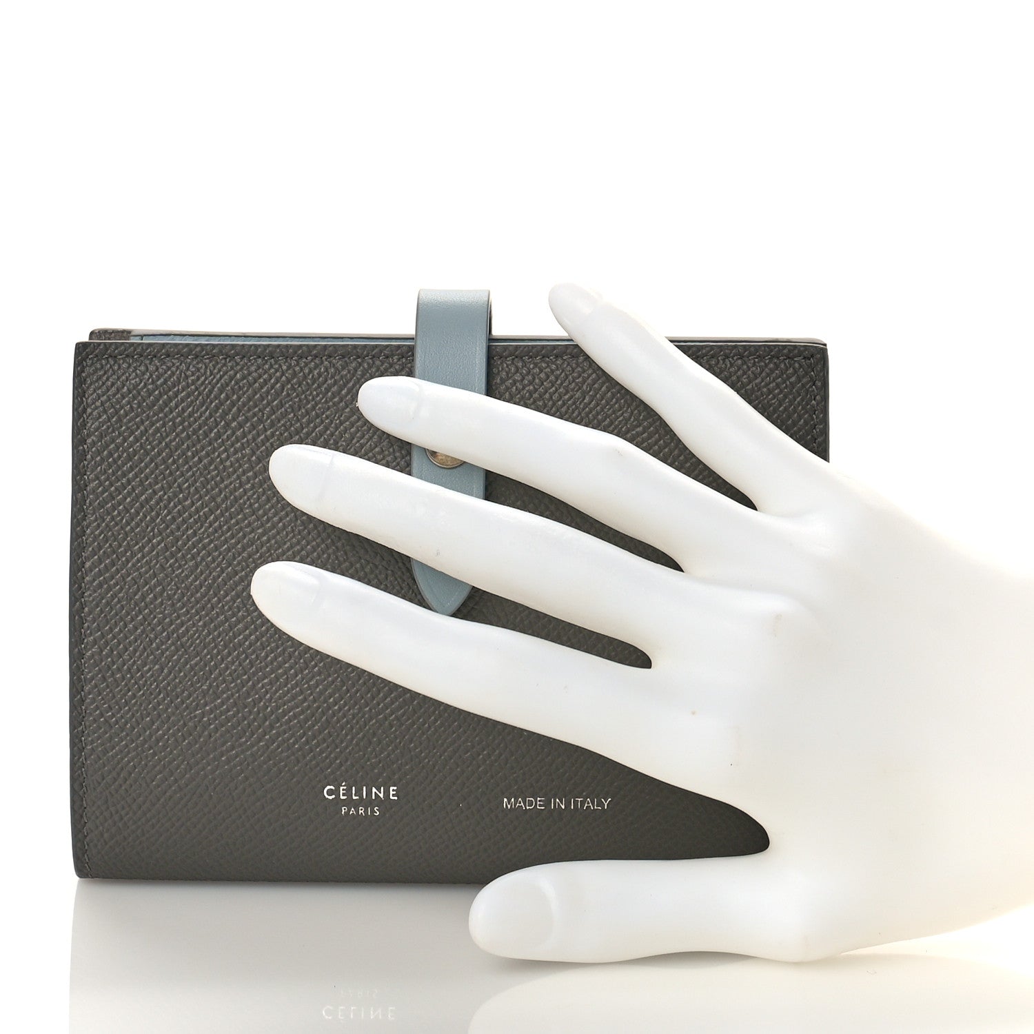 Celine Grained Calfskin Medium Multifunction Strap Wallet Pebble Mineral 2 of 9