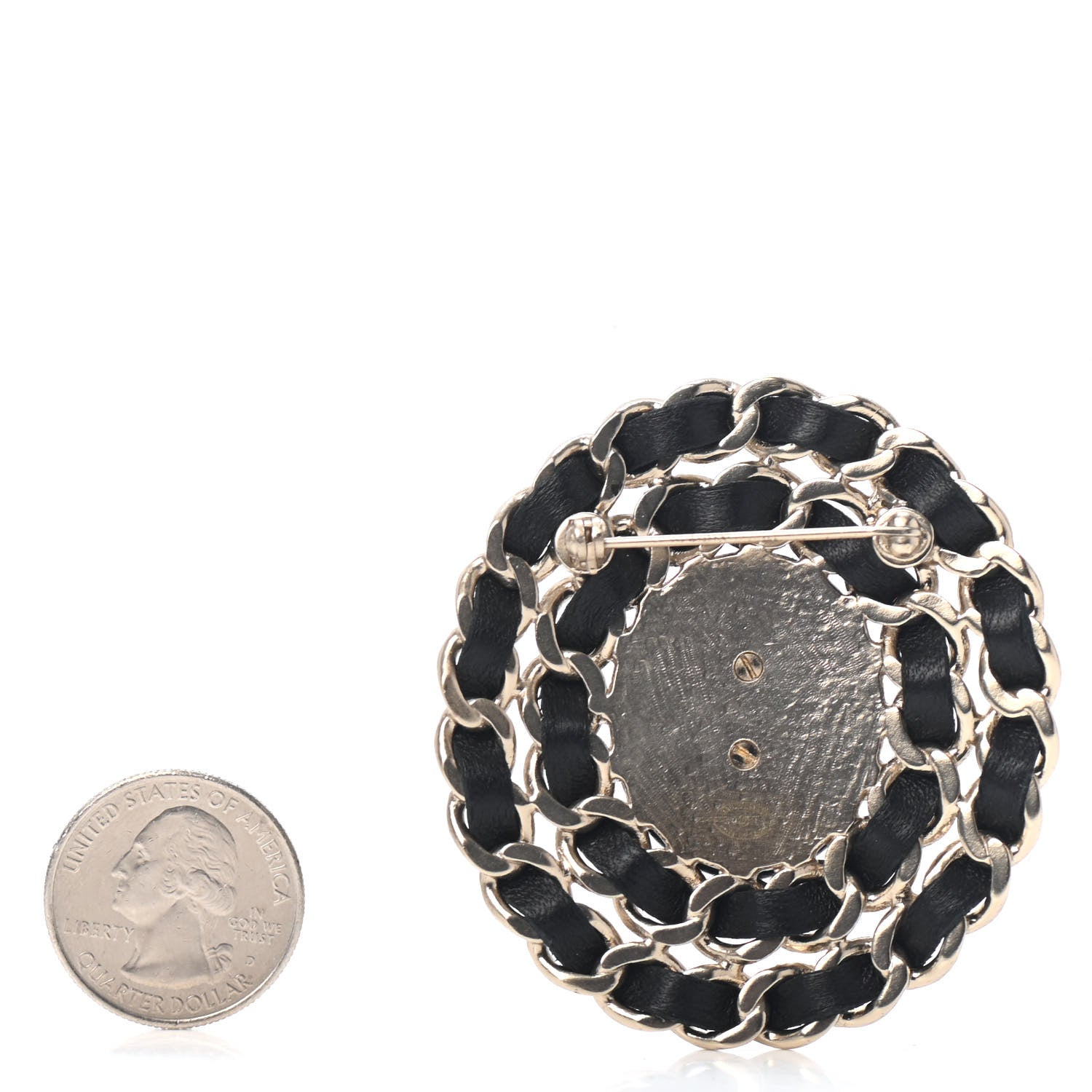 Chanel Lambskin Chain CC Brooch Black 2 of 3