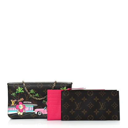 Louis Vuitton Monogram 2021 Christmas Animation Hollywood Pochette Felicie Chain Wallet Fuchsia 1 of 9