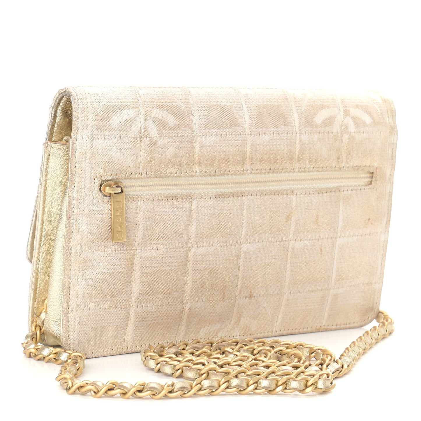 Nylon Travel Wallet On Chain WOC Metallic Gold