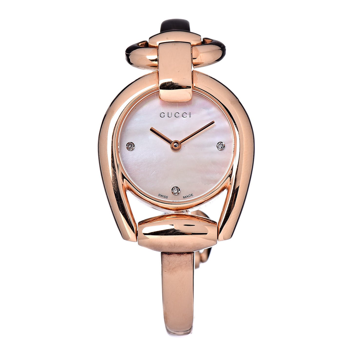 Stainless Steel Diamond Mother of Pearl 28mm Horsebit Quartz Watch